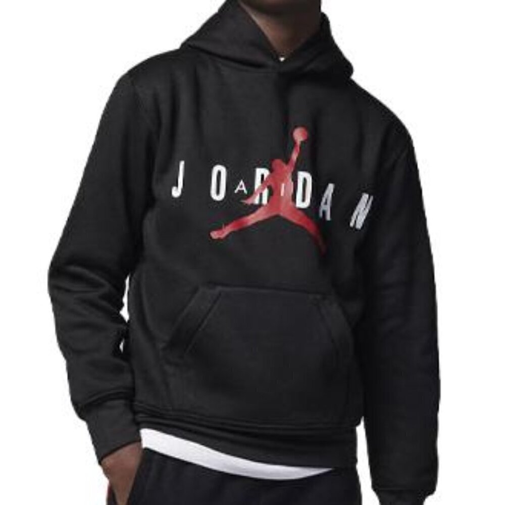 NWT Jordan Air Boys Black Fleece Pullover Hoodie Size Medium